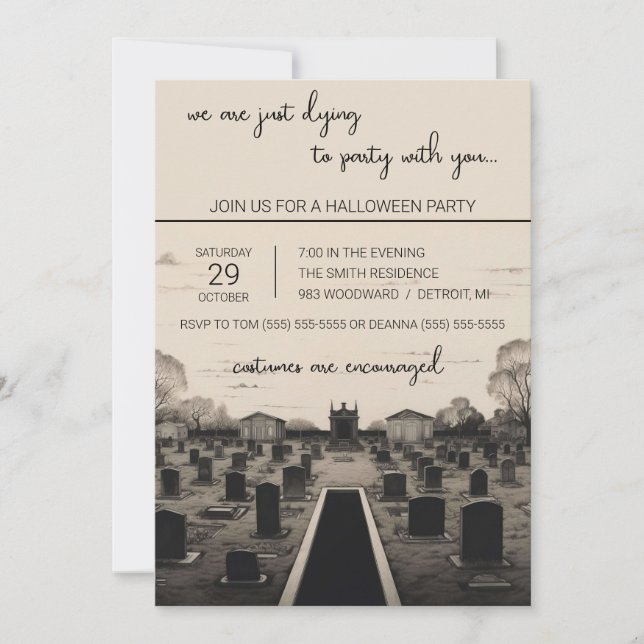 Invitation On est juste en train de mourir à la fête d'Hallow (Devant)