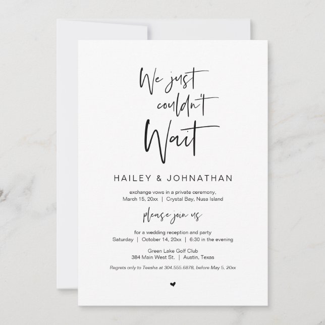 Invitation On ne pouvait pas attendre, Black, Elopement Maria (Devant)