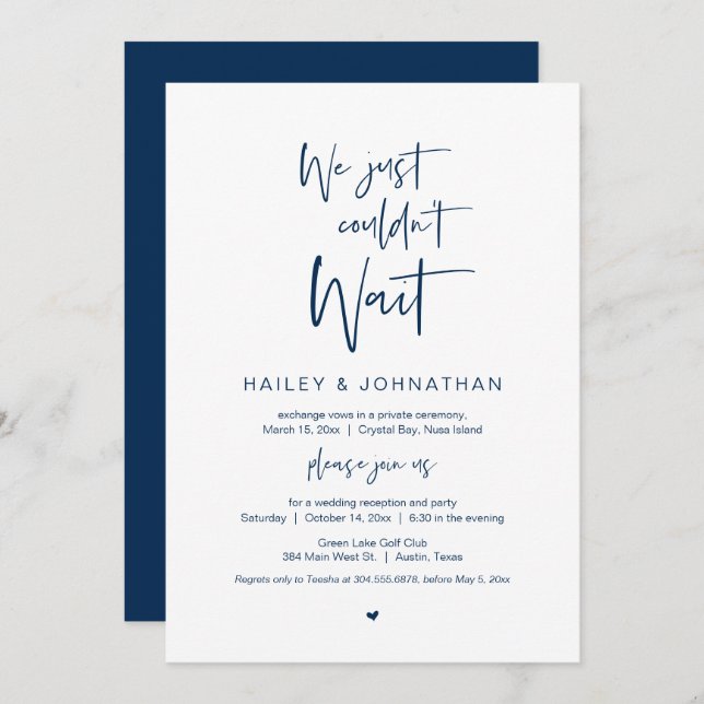 Invitation On ne pouvait pas attendre, Navy Blue, Elopement P (Devant / Derrière)