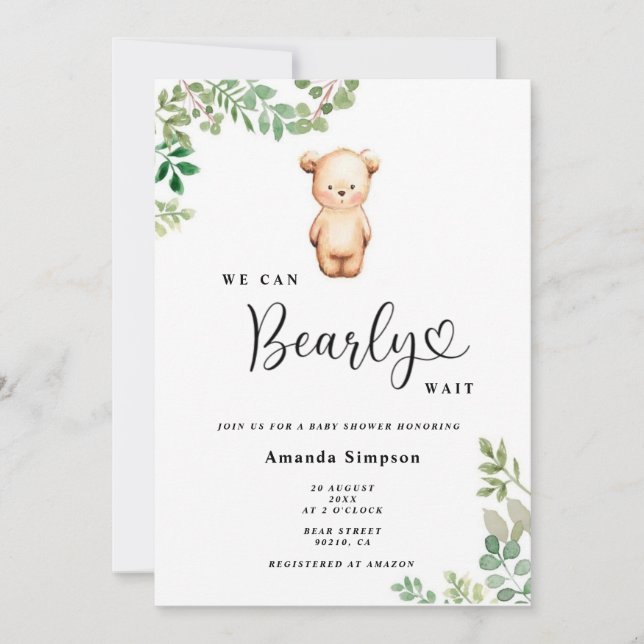 Invitation On peut attendre baby shower (Devant)