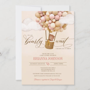 Invitation On Peut Attendre, Baby shower Fille Ballons D'Air