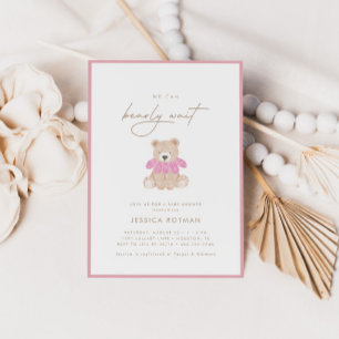 Invitation On peut attendre - Baby shower Floral Rose Filles