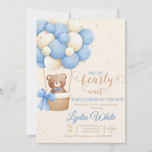 Invitation On Peut Attendre Baby shower Garçon Teddy Ours