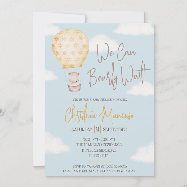 Invitation On Peut Attendre ! Baby shower non sexiste (Devant)