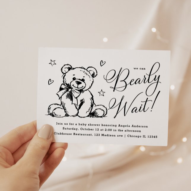 Invitation On Peut Attendre | Baby shower simple (Créateur téléchargé)