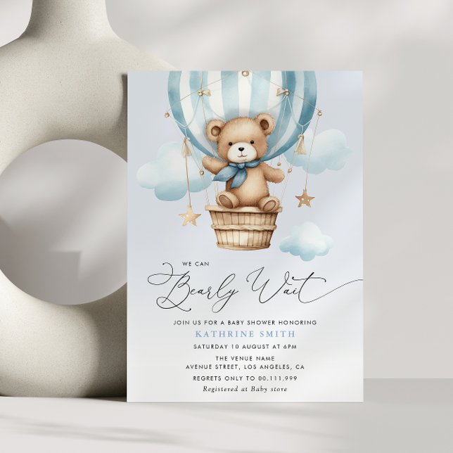 Invitation On Peut Attendre Bearly Script Baby (Créateur téléchargé)