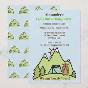 Invitation On peut attendre Blue Camp dehors fête d'anniversa