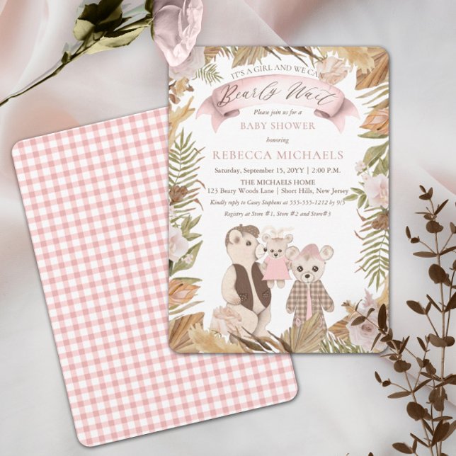 Invitation On peut attendre Boho Bear Baby shower de famille (Créateur téléchargé)