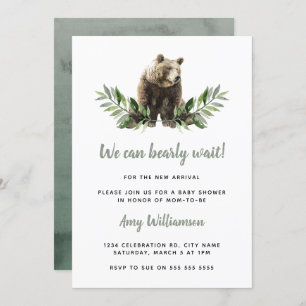 Invitation On peut attendre l'aquarelle Baby shower des bois