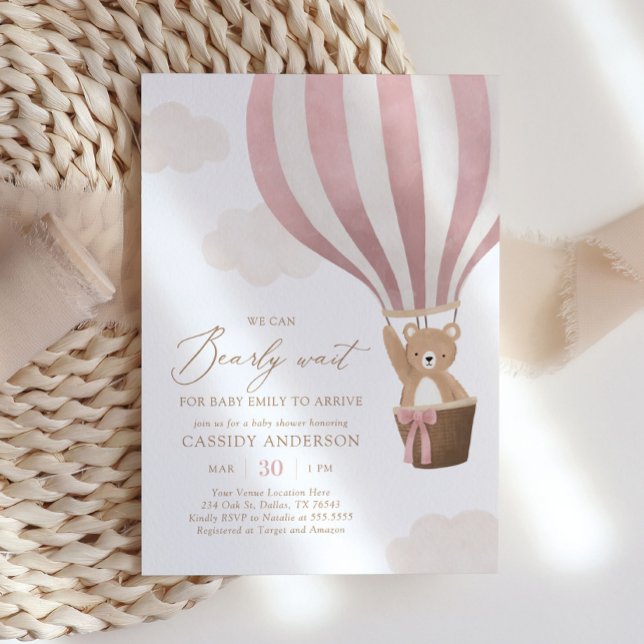 Invitation On Peut Attendre Le Baby shower À Ballons À Air Ch (Créateur téléchargé)