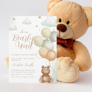 Invitation On Peut Attendre Le Baby shower De Ballons Ours En