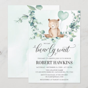 Invitation On peut attendre le Baby shower de garçon