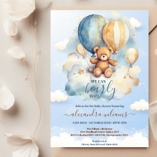 Invitation On peut attendre le Baby shower de garçon