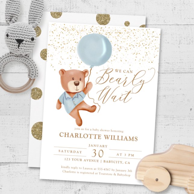 Invitation On peut attendre le Baby shower de garçon (Créateur téléchargé)
