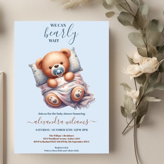 Invitation On peut attendre le Baby shower de garçon (Créateur téléchargé)