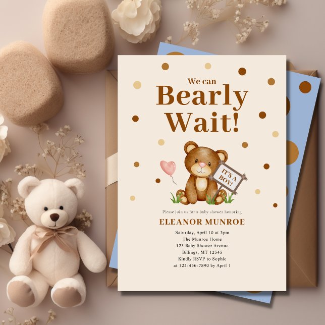 Invitation On peut attendre le Baby shower de garçon (Créateur téléchargé)