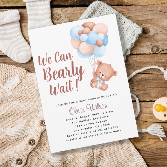 Invitation On peut attendre le Baby shower de garçon (Créateur téléchargé)