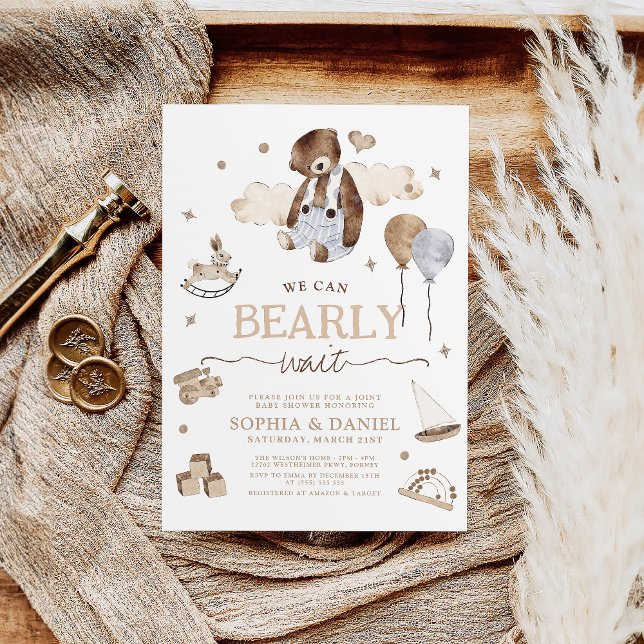 Invitation On peut attendre le Baby shower de garçon (Créateur téléchargé)