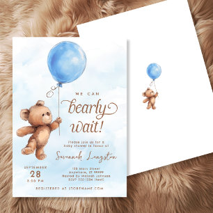 Invitation On peut attendre le Baby shower de garçon