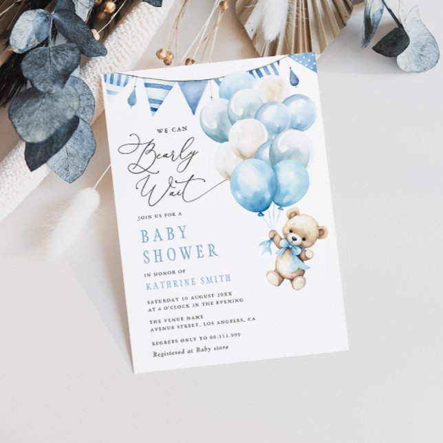 Invitation On peut attendre le Baby shower de garçon (Créateur téléchargé)