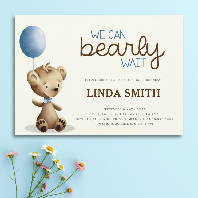 Invitation On peut attendre le Baby shower de garçon (Créateur téléchargé)