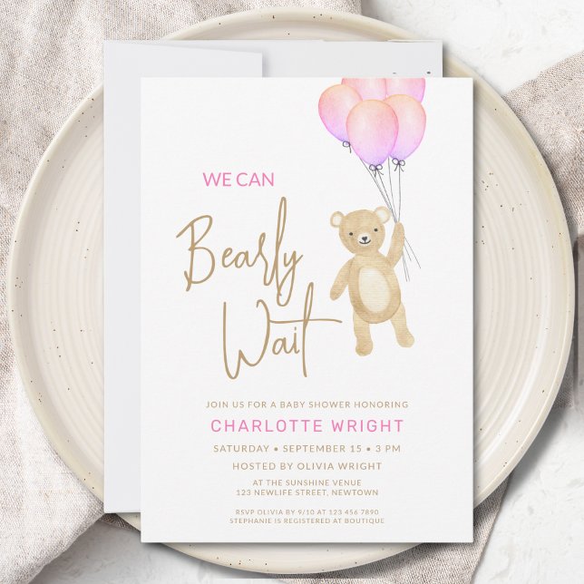 Invitation On peut attendre le Baby shower de la fille (Créateur téléchargé)