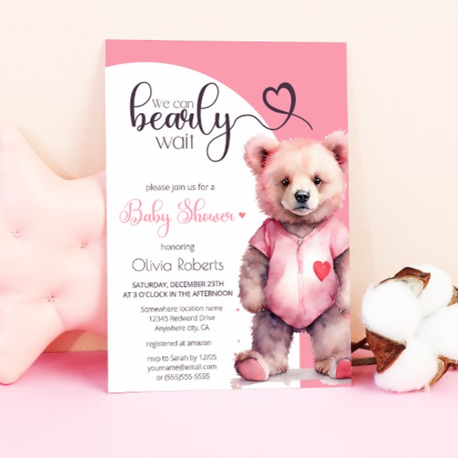 Invitation On peut attendre le Baby shower de l'aquarelle (Créateur téléchargé)