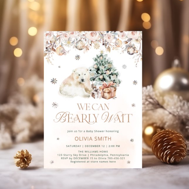Invitation On peut attendre le Baby shower de l'ours d'hiver (Créateur téléchargé)