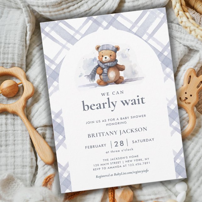 Invitation On peut attendre le Baby shower de l'ours d'hiver (Créateur téléchargé)