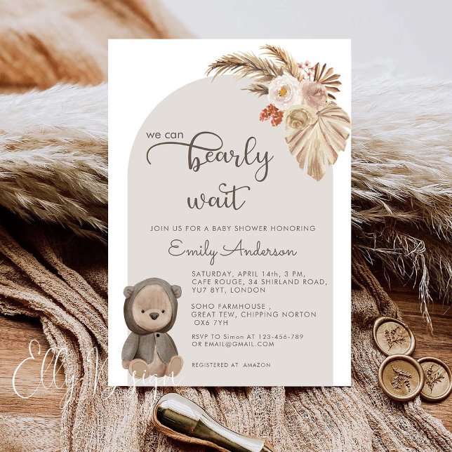 Invitation On Peut Attendre Le Baby shower De L'Ours Teddy Bo (Créateur téléchargé)