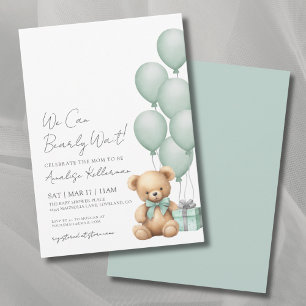 Invitation On peut attendre le Baby shower de l'ours vert