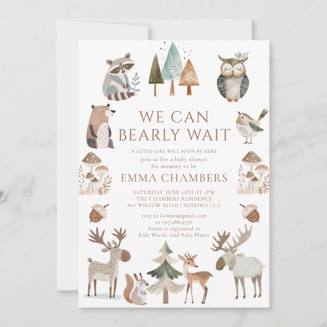 Invitation On peut attendre le Baby shower des animaux des bo (Devant)