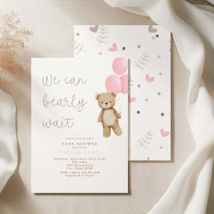 Invitation On peut attendre le Baby shower des ballons d'ours