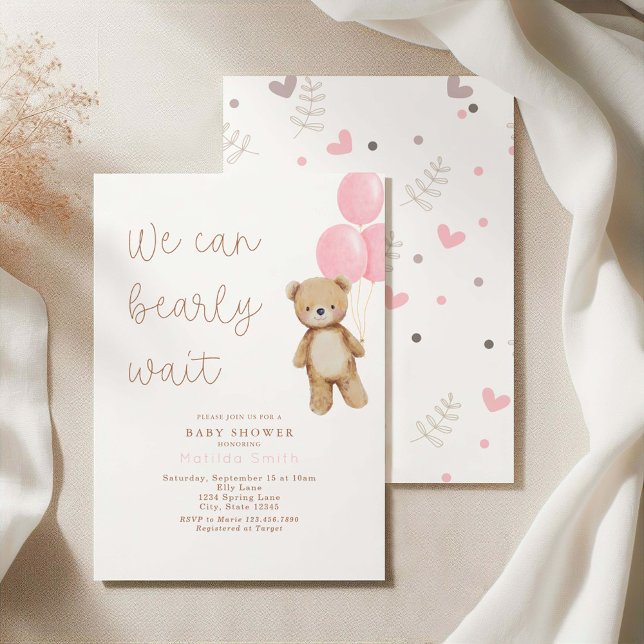 Invitation On peut attendre le Baby shower des ballons d'ours (Créateur téléchargé)