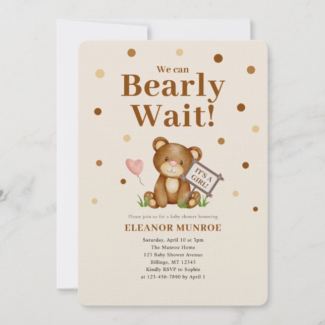 Invitation On peut attendre le Baby shower des filles (Devant)