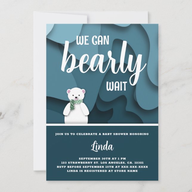 Invitation On peut attendre le Baby shower d'hiver de garçon (Devant)