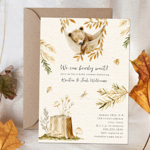 Invitation On Peut Attendre Le Baby shower D'Ours De Bois