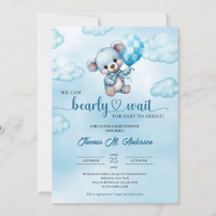 Invitation On peut attendre le Baby shower d'ours en peluche