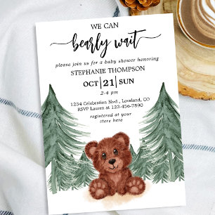 Invitation On peut attendre le Baby shower forestier