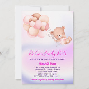 Invitation On Peut Attendre Le Baby shower Rose Violet Fille