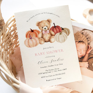 Invitation On peut attendre le Citrouille Teddy Bear Baby sho