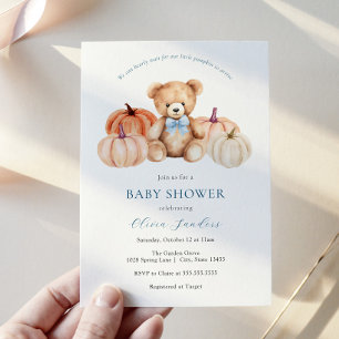 Invitation On peut attendre le Citrouille Teddy Bear Baby sho