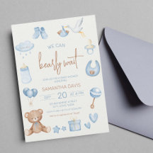 On peut attendre léger Baby shower de garçon bleu 