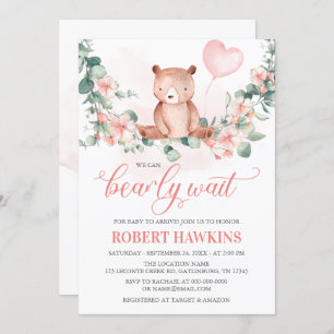 Invitation On peut attendre l'invitation Baby shower fille