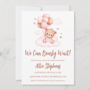 Invitation On peut attendre l'invitation Baby shower fille