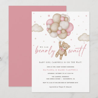 Invitation On peut attendre l'invitation Baby shower fille