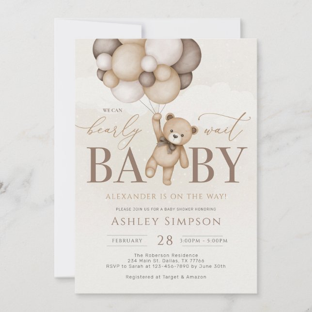 Invitation On peut attendre l'invitation Baby shower garçon (Devant)