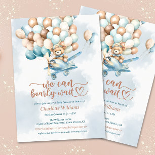 Invitation On peut attendre l'invitation Baby shower garçon