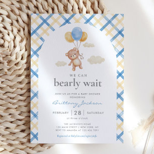Invitation On peut attendre l'invitation Baby shower garçon