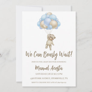 Invitation On peut attendre l'invitation Baby shower garçon